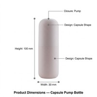 Flacon pompe capsule personnalisé OEM, contenant vide mat pour sérum avec pompe de précision et bande argentée, couleurs pêche/blanc