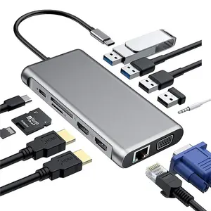 Adaptateur Multiport USB C USB-C Hub 12 en 1 Type C vers USB 3.0 4K HDTV Hub multifonction avec chargement PD