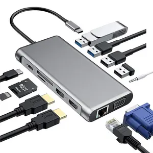 Hub Chuyển Đổi USB-C Đa Năng USB C 12 Trong 1 Hub Chuyển Đổi Đa Chức Năng HDTV 4K Loại C Sang USB 3.0 Với Sạc PD