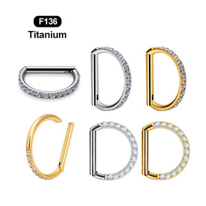 Getta Classic Pendientes Piercing ASTM F136 Titanio D Círculo Cubic Zircon Aro con bisagras Anillo <span class=keywords><strong>de</strong></span> nariz para bodas - Product Image 1