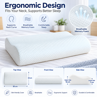 Oreiller ergonomique en mousse à mémoire de forme respirante avec soutien cervical en forme de B et housse amovible