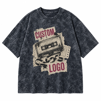 Kaos Oversize Katun Berat 220 GSM Custom Acid Washed Harga Terjangkau, Grafis Kaset Vintage, Streetwear Retro, Pakaian Olahraga