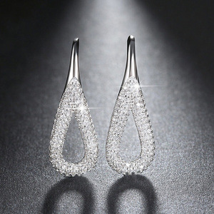 Pendientes de Lágrima con Circonitas y Diseño Calado para Mujer, Joyería Elegante y a la Moda - Product Image 4