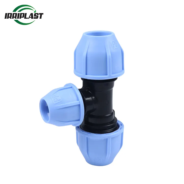 Compression Fittings Reducing Tee PN16 PP Push Water DIN Equal Round for Irrigation Systems ISO9001 CE Irriplast 20-110mm 200pcs