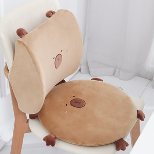 Coussin de siège carré en mousse à mémoire de forme, motif animal mignon, super doux, avec support lombaire en spandex pour chaise de bureau, confort des fesses - Product Image 2
