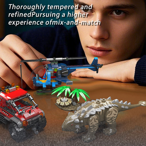 Mould King 29004, 403 Piezas, Serie Jurassic World, <span class=keywords><strong>Helicóptero</strong></span>, Campamento, Huevo de Dinosaurio, Bloques de Construcción, Modelo Técnico, Juguete Educativo, Regalo Festivo - Product Image 5