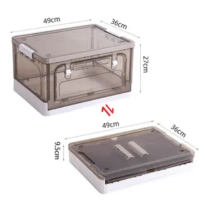 芝麻厂厂家堆垛家用可折叠双开PP塑料折叠收纳盒带门