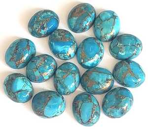 Natural Blue Copper Turquoise Oval Cabochon 8x10mm 5 Piece Lot Certified Light Gemstone for Jewelry Making Bulk Supplier India - Product Image 3