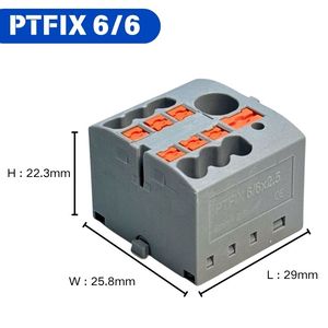 <span class=keywords><strong>PTFIX</strong></span> 6/6 2,5mm Durchgangs-Klemmenblock, 1-Eingang 6-Ausgang DIN-Schienen-Montage Drahtverteiler für Massiv- und Litzenleitungen - Product Image 4