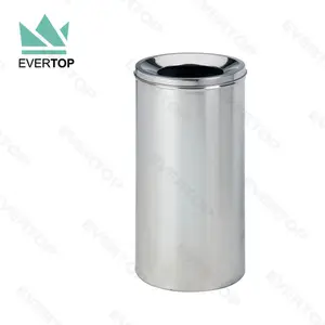 DB-65K 27L 7 Gallon Stainless Steel Funnel Open Top Waste Receptacle Trash Receptacle With Funnel Lid Trash Can Bin Round