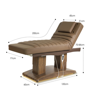 Double colonne de grain de bois de haute qualité avec commande au pied 4 moteurs lit de <span class=keywords><strong>massage</strong></span> de beauté lit facial de couleur personnalisable