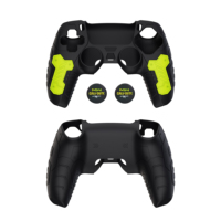 Coque de protection en silicone antidérapante bicolore pour manette, colorée avec deux capuchons de joystick à motifs multiples pour PS5 DualSense