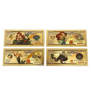 Billetes de Anime de <span class=keywords><strong>Sirenita</strong></span> de América 2026, 4 Tipos, Bañados en Oro de 24K para Regalos - Product Image 1