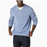 Pulls d'hiver élégants pour hommes en rayonne, col en V, respirants et chauds, avec un design uni tissé à la machine, confortables et tendance