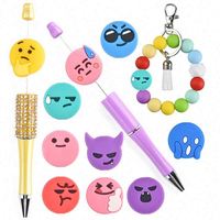 Anneau de perles focales en silicone – Écologique, coloré, promotionnel, motif équipe de football Selena, clip à crochet, forme irrégulière, décorations pour stylos