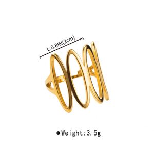 แหวนผสมสีเงินสีทองผู้หญิงทำจากสแตนเลสรูปมงกุฎทรงเรขาคณิตปรับเปิดได้คุณภาพสูงเครื่องประดับของขวัญแหวน - Product Image 3