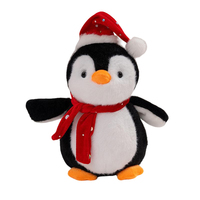 Peluche pingouin super douce et écologique à faire soi-même, avec chapeau et écharpe rouges, cadeaux promotionnels pour le soulagement du stress, rembourrée en PP