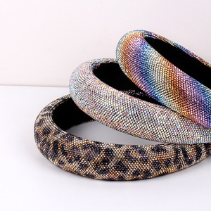 Serre-tête Hua Liyu pour femme avec strass, imprimé léopard, accessoire capillaire en éponge, coiffe tendance et individualiste - Product Image 4