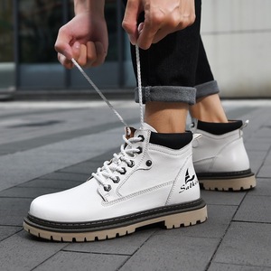 Bottes d'hiver en cuir PU pour hommes, fabriquées à la main, à lacets, pour la randonnée en extérieur en automne, avec propriétés antidérapantes, vente en gros d'usine. - Product Image 2