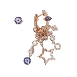 Multi charm dangling women earring Rose gold plated star eye lovely charming jewelry
