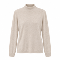 Pull en laine et nylon à col roulé pour femme, couleur unie, coupe régulière, manches longues, tricot d'automne