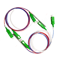 Pemisah FBT serat optik dengan konektor, pemisah Fbt rasio tidak seimbang 1x2 SC/APC 0.9mm