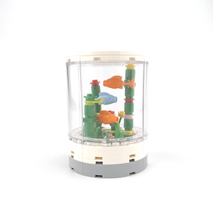 Bloques de Construcción de Partículas Pequeñas MOC, Caja Redonda para Observación de Peces, Escena Urbana, Decoración Neutral para Sala de Estar, Adorno Interior - Product Image 5