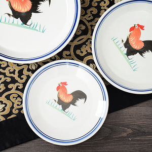 Plato de Cerámica Retro Azul y Blanco con Diseño de Gallo, Vajilla para Hotel, Plato para Arroz - Product Image 2