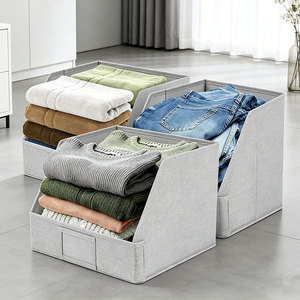 <b>Clothes</b> <b>Storage</b> Box Rectangle Foldable Without Lid Gray 30.6x30.6x25.6cm For Home Dormitory Use - Product Image 3