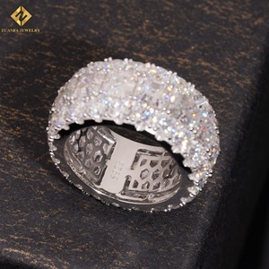 Anillos de Boda Personalizados al por Mayor, Anillos de Fiesta de Plata Esterlina S925 con Pavé Completo, Anillo de Eternidad con Moissanita VVS, Anillo de Fábrica - Product Image 2