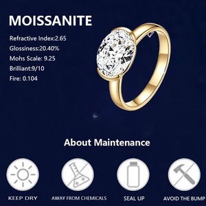 Klassische Verlobungsringe 14K Goldplattiert Ovaler Schliff 2 Karat Moissanit Krappenfassung Unisex-Ring für Jubiläen - Product Image 6