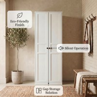 Armoire double porte en acier blanc ultra-mince pour couloir industriel, loft, entrée – Meuble de rangement personnalisable