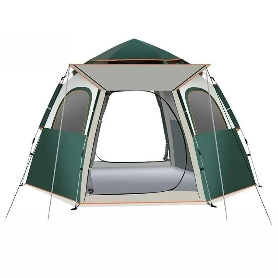 Tenda Pop up otomatis, tenda pesta mudah up luar ruangan 6-10 orang segi enam tahan air