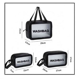 Custom Logo PU Leather PVC Transparent Clear Zipper Beauty Organizer <b>Storage</b> <b>Bath</b> Wash Cosmetic Makeup Bag - Product Image 2