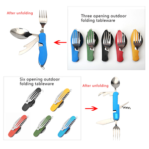 <span class=keywords><strong>Vaisselle</strong></span> <span class=keywords><strong>de</strong></span> camping en gros, idéale pour les pique-niques et les voyages, ensemble <span class=keywords><strong>de</strong></span> couverts pliables multifonction 4-en-1 portable - Product Image 2