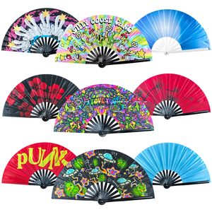 Éventail pliant personnalisé grand format pour homme/femme, style rave, en bambou chinois et japonais – Idéal pour les festivals <span class=keywords><strong>de</strong></span> <span class=keywords><strong>musique</strong></span> EDM - Product Image 1
