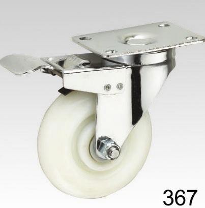 High Quality White pp Wheel Caster Swivel with Brake Screw Top