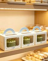 Boîte cadeau personnalisée écologique et recyclable pour gâteau Tiramisu, en carton ivoire biodégradable, avec fenêtre carrée, pour anniversaire, mariage, fête