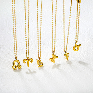 Collar con colgante del zodiaco de acero inoxidable, joyería de estilo europeo de alta gama, sencilla y a la moda para mujer - Product Image 3