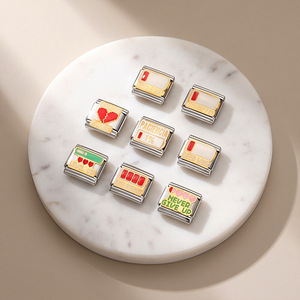 Charms Modulari Italiani a Cuore in Oro e Argento, Charms Vuoti Lisci a Forma di Ala da 9mm per Bracciale <span class=keywords><strong>Nomination</strong></span> - Vendita all'Ingrosso - Product Image 6
