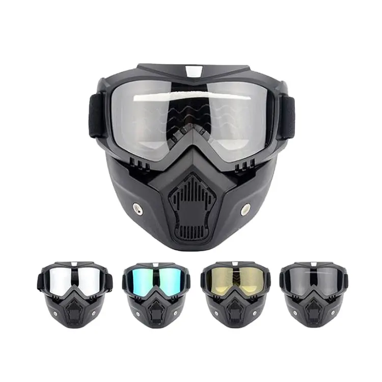 Outdoor Dustproof And Anti-Fog Anti-Impact Non Disposable Helmet Detachable Safety Riding Glasses Full Face Protection