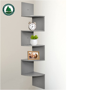 Woodbuddy Corner Wall <b>Shelf</b> 5 Tier Gray Storage <b>Rack</b> For Home Decor And Plant Display - Product Image 1