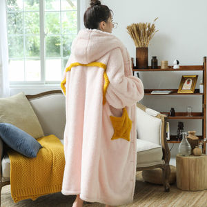 SAMWESTART Winter Warm Robe Women Coral Fleece Bathrobe <strong>Gown</strong> <strong>Thick</strong> Cute Nightwear Hooded Sleepwear Bath Robe Home <strong>Dressing</strong> <strong>Gown</strong> - Product Image 2