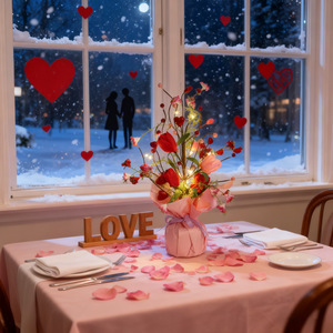 DAMAI Valentine's Day Tulip Desktop Mini Tree Floral Arrangement <b>Spring</b> Tulip Bouquet for Wedding Party Romantic Table <b>Decor</b> - Product Image 3