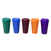베스트 셀러 맞춤형 로고 16oz 500ml 플라스틱 텀블러 변색 뚜껑이있는 콜드 컵