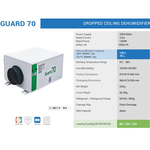 เครื่องลดความชื้นแบบติดผนังเพดาน Preair 70-145 ลิตร/วัน 230V สำหรับศูนย์ข้อมูล ห้องเซิร์ฟเวอร์ AI - Product Image 4