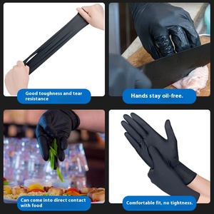 قفازات السلامة الخاصة للاستخدام مرة واحدة من النتريل الأسود اللاتكس سميكة مقاومة للاهتراء المشمسة لحماية الفحص الطبي - Product Image 4