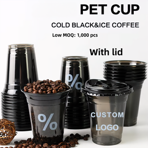 Gobelet à café jetable en PET personnalisé avec logo, faible MOQ, pour boissons froides, 8/12/16 oz, transparent ou noir, personnalisation rapide - Product Image 2
