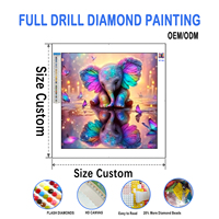 Nuevo Kit de Pintura de Diamantes 5D Ecológico con Diseño de Elefante y Mariposa, Acrílico, Perforaciones Redondas Completas, para Niños y Adultos