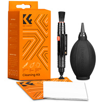 Kit de nettoyage pour appareil photo reflex numérique 4-en-1 K&F CONCEPT : chiffons de nettoyage, stylo de nettoyage et souffleur d'air en silicone noir